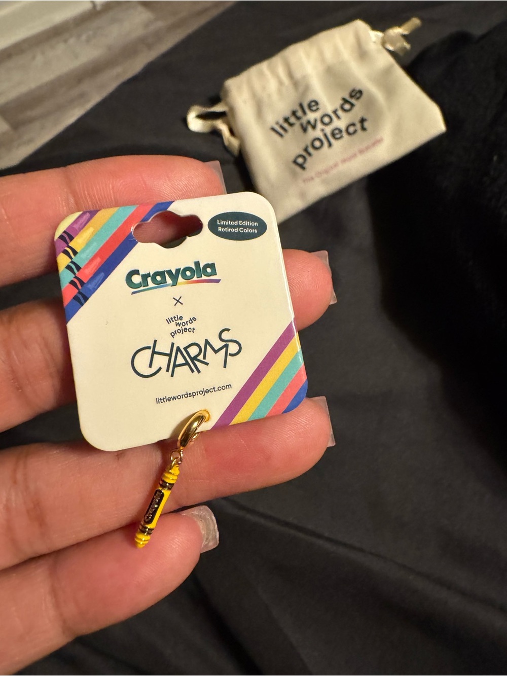 Crayola Dandelion Enamel Crayon Charm with Gold Hardware